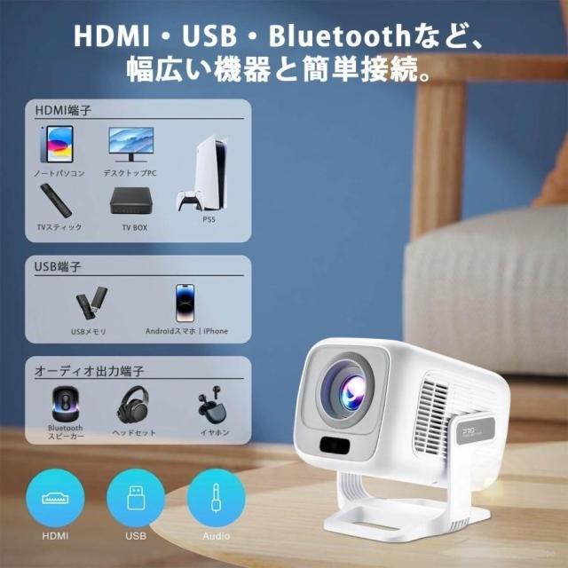 プロジェクター 家庭用 小型 天井投影 270度回転 Android TV13 フルHD