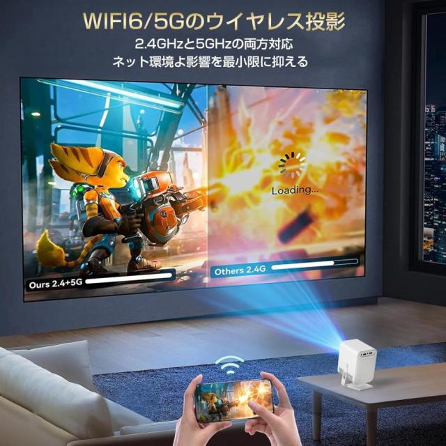 プロジェクター 家庭用 小型 360°回転 30000lm 高輝度 4K HiFiスピーカー内蔵 天井投影 ホームプロジェクター Wi-Fi Bluetooth 爆買_5