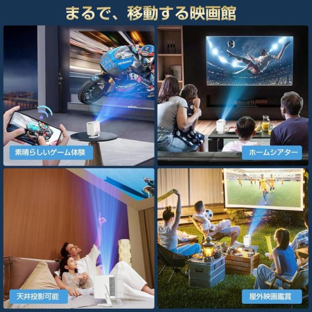 プロジェクター 家庭用 小型 360°回転 30000lm 高輝度 4K HiFiスピーカー内蔵 天井投影 ホームプロジェクター Wi-Fi Bluetooth 爆買_7