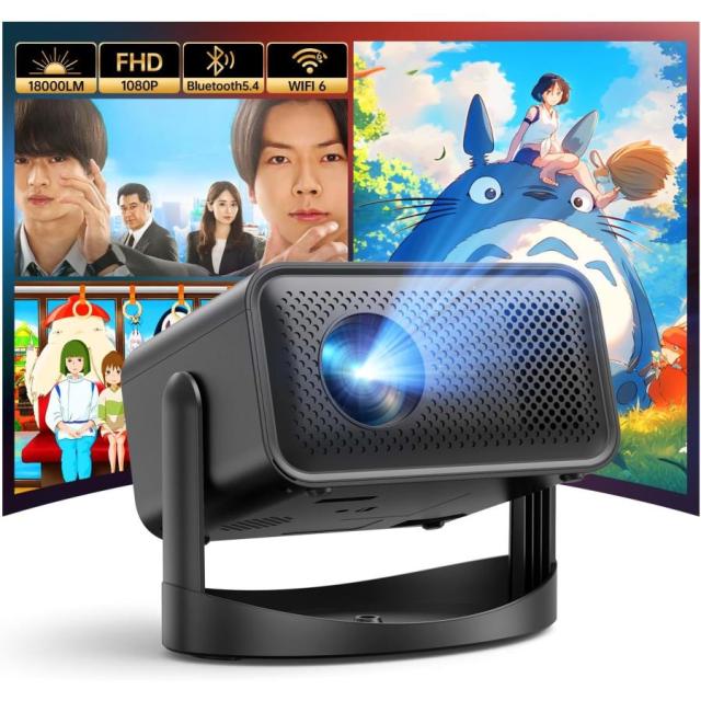 プロジェクター 360°回転 18000LM 4K対応 天井投影可能 Bluetooth5.4 WIFI6 電動フォーカス 自動台形補正 爆買