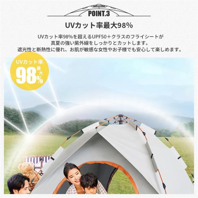 テント 2m ワンタッチ ワンタッチタープテント 3~4人用 UVカット 防水