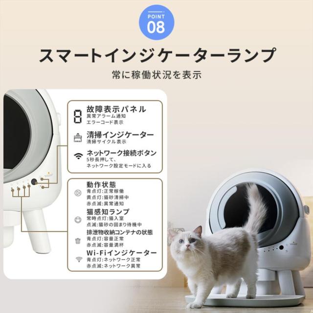 猫トイレ 全自動猫トイレ 猫用トイレ 全自動 静音 大型猫 消臭 除菌 本体 多頭飼い 大容量 自動清掃 砂飛び散り防止 コンパクト スマホ対応可能 アプリ遠隔操作_9