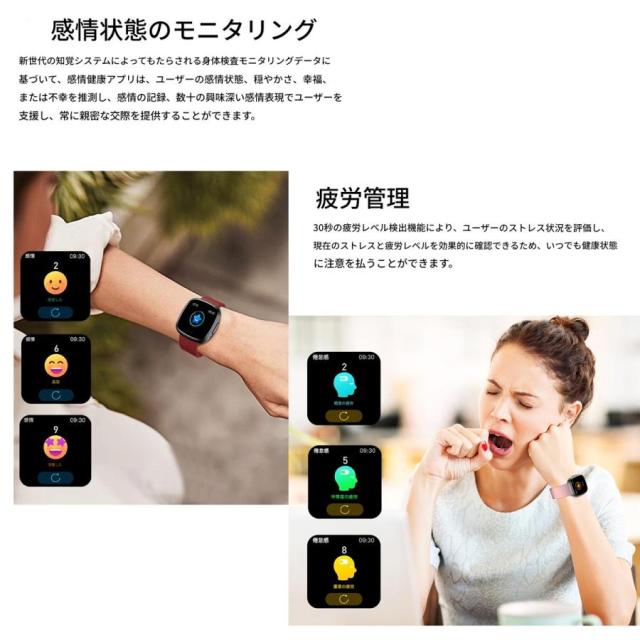 スマートウォッチ 通話機能 ECG心電図 血圧測定 血中脂質 尿酸 AI診断 皮膚温 高精度心拍数 血中酸素 睡眠 着信通知 24時間健康管理 SOS_9