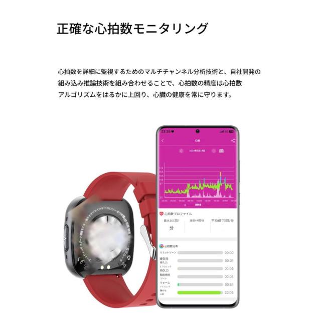スマートウォッチ 通話機能 ECG心電図 血圧測定 血中脂質 尿酸 AI診断 皮膚温 高精度心拍数 血中酸素 睡眠 着信通知 24時間健康管理 SOS_10