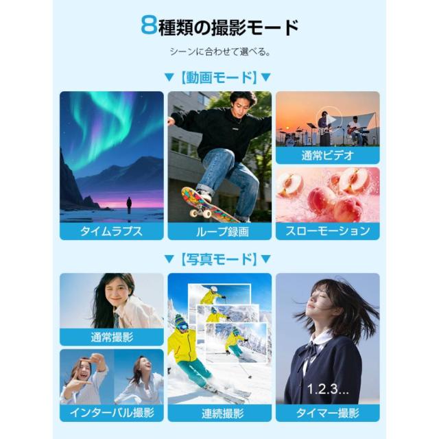 2026新発売 アクションカメラ 4K Vlogカメラ 7500万画素 自動追尾 2400mAh Wifi転送 ポケットカメラ 手ブレ補正 4K録画 動画撮影 1.7インチ 初心者向け_12