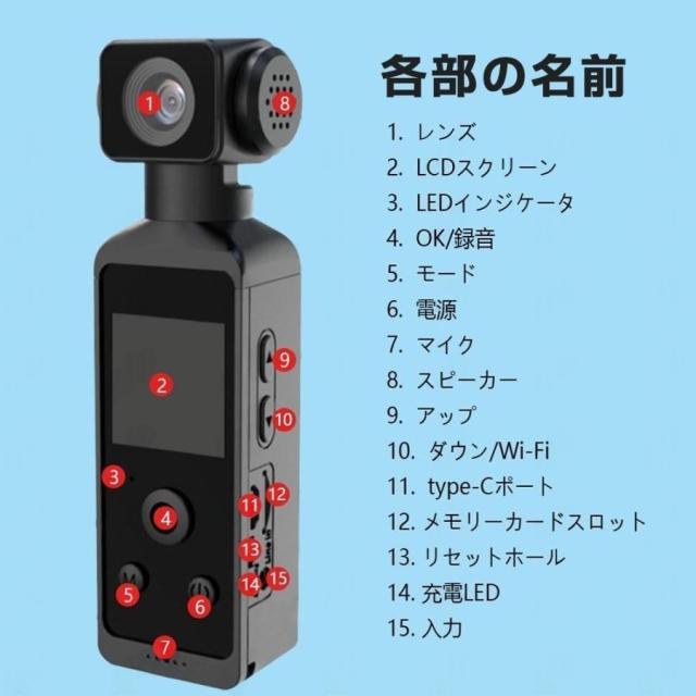 アクションカメラ 5K 防水30M デジカメ 6軸手ブレ補正 水中カメラ 270度回転レンズ 小型カメラ 高画質 動画撮影 自転車 バイク 車載用 新品_11
