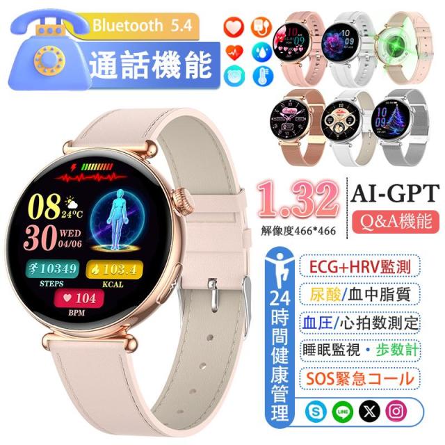 スマートウォッチ 日本製センサー 医療レベル心電図ECG+PPG 血圧 血中酸素 気分/疲労度管理 睡眠管理 着信＆LINE通知 レディース 生理周期 彼女 母の日 爆買