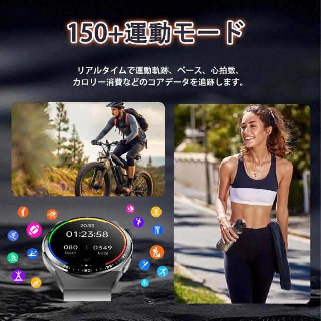スマートウォッチ 24時間健康管理 糖値 ECG PPG心電図 体組成 通話機能付き 体温 血圧 血中酸素 血中脂質 尿酸 睡眠 HRV 歩数計 着信通知 SOS 母の日 爆買_9