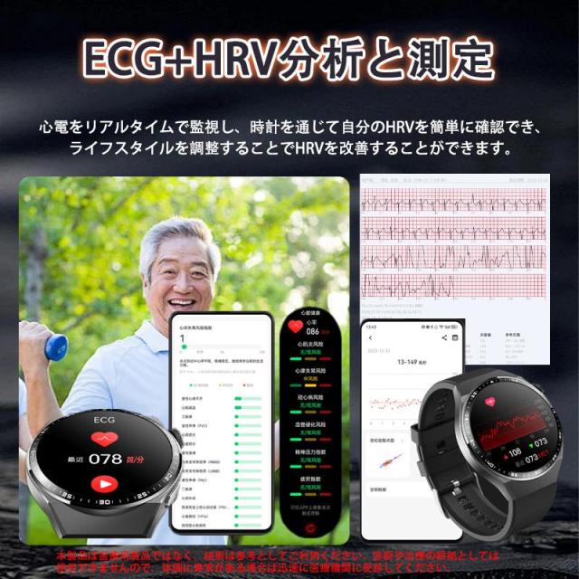 スマートウォッチ 24時間健康管理 糖値 ECG PPG心電図 体組成 通話機能付き 体温 血圧 血中酸素 血中脂質 尿酸 睡眠 HRV 歩数計 着信通知 SOS 母の日 爆買_2