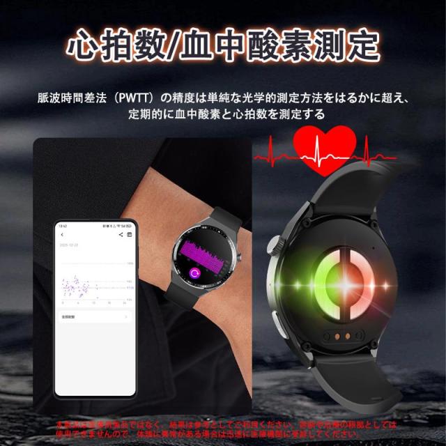 スマートウォッチ 24時間健康管理 糖値 ECG PPG心電図 体組成 通話機能付き 体温 血圧 血中酸素 血中脂質 尿酸 睡眠 HRV 歩数計 着信通知 SOS 母の日 爆買_5