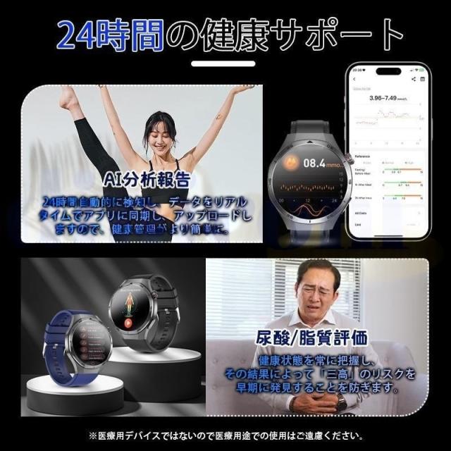 スマートウォッチ ECG心電図 血圧測定 通話機能付き 心拍数 血中酸素 体組成 体温 睡眠管理 日本製センサー 着信通知 運動記録 歩数計 男女兼用 母の日 爆買_10