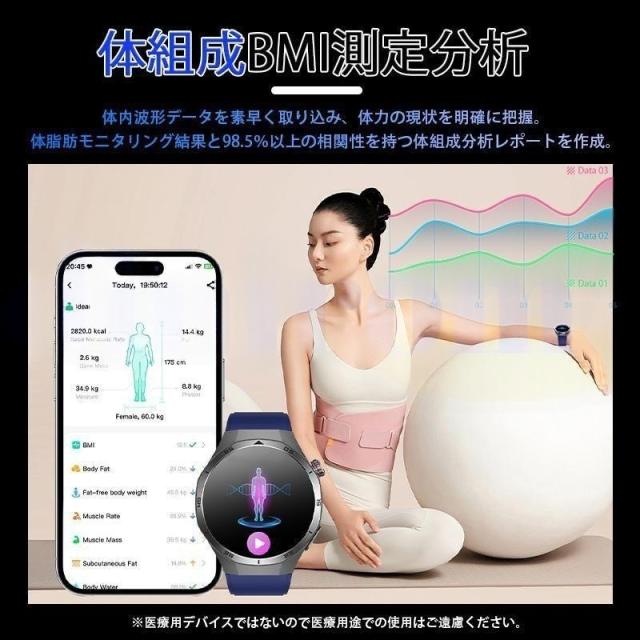 スマートウォッチ ECG心電図 血圧測定 通話機能付き 心拍数 血中酸素 体組成 体温 睡眠管理 日本製センサー 着信通知 運動記録 歩数計 男女兼用 母の日 爆買_11