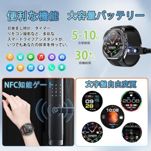 スマートウォッチ 日本製センサー 心電図ECG+PPG エアバッグ付き 血圧/糖測定 心拍数 血中酸素 睡眠管理 健康管理 LINE通知 生理周期 iPhone＆アンドロイド対応_15