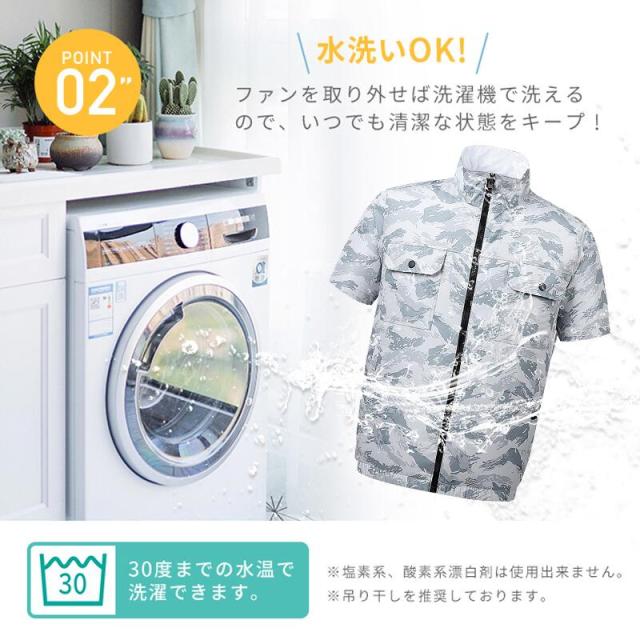 空調作業服 半袖 ファンバッテリーセット 10000mAh USB給電 大風量 空調ウェア ファン付き作業着 冷却服 速乾 UPF50+ 静音 男女兼用 熱中症対策 屋外作業 釣り ゴルフ_4