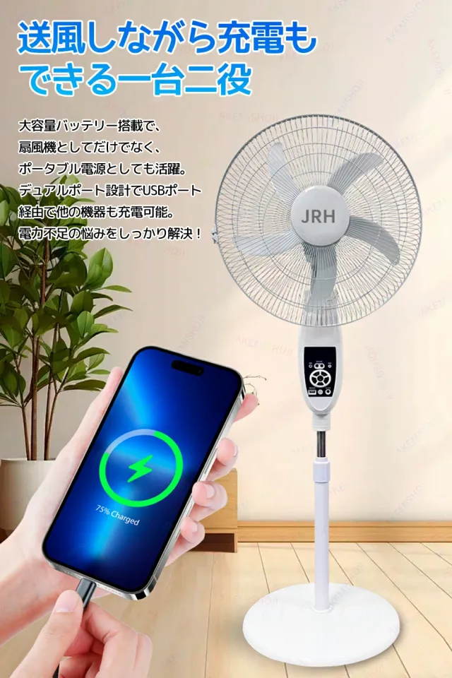 ソーラー扇風機 充電式 フロアファン ソーラーファン 9段階風量調節 左右120°自動首振り 上下45°角度調整 4500mAh LEDライト付き リモコン タイマー 充電/給電2WAY 屋内 屋外 防災 キャンプ_4