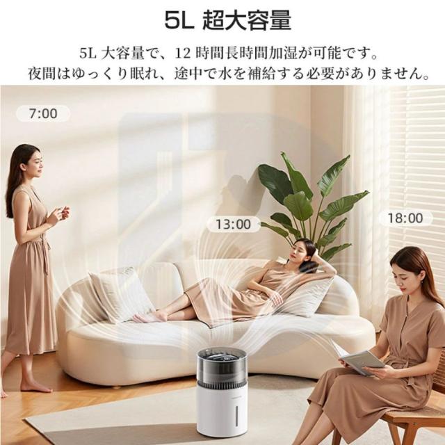 加湿器 卓上 小型 空気清浄機 フィルター交換不要 気化式加湿器 5L 大 