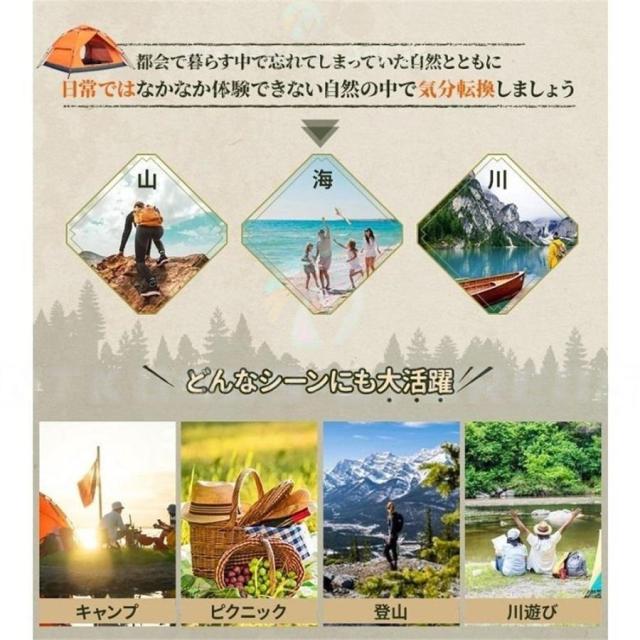 ワンタッチテント 4人用 テント 軽量 ワンタッチテント ドーム型テント キャンプテント 自動ポップアップテント 2?4人用 設営簡単アウトドア 釣り 旅行用品_2