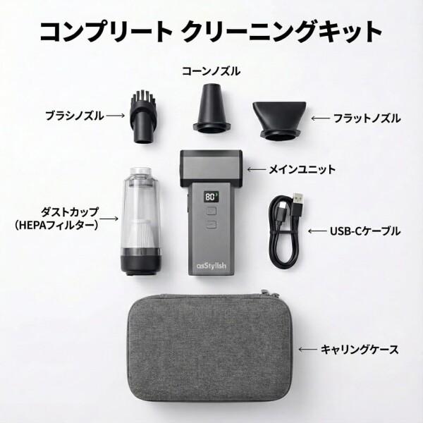 3in1 ハンディターボファン (130,000RPM) 電動エアダスター & ミニ掃除機 - 180g強力風圧 100段階風量調_7