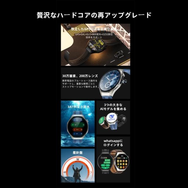 【カメラ機能付き】スマートウォッチ 日本製センサー 心電 AI 血圧 血中酸素 心拍数 GPS 健康測定メンズ レディース 大画面 高精度 防水 敬老の日_7