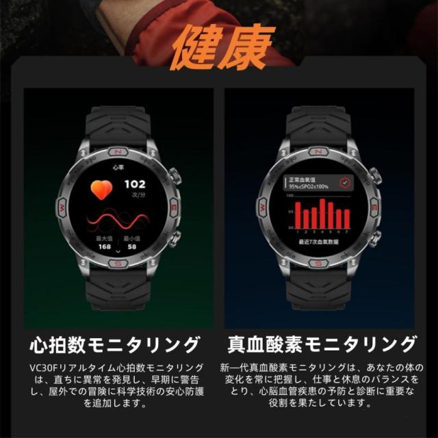 【アウトドア表現スタイル】スマートウォッチ 日本製検出器 懐中照明ランプ 血圧 IP68雨合羽 心臓の鼓動数 思わしい位置づけるメンズ レディース 大画面 高明確さ 羅針儀 敬老の日