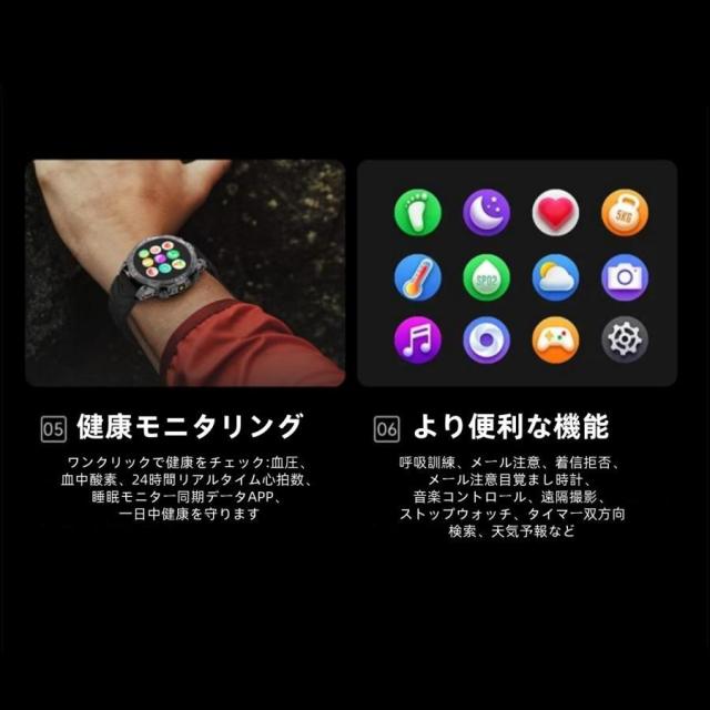 【アウトドア表現スタイル】スマートウォッチ 日本製検出器 懐中照明ランプ 血圧 IP68雨合羽 心臓の鼓動数 思わしい位置づけるメンズ レディース 大画面 高明確さ 羅針儀 敬老の日