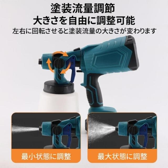 スプレーガン 充電式 塗装 電動スプレーガン コードレス DIY 塗料 マキタ互換 18V 21Vバッテリー併用 充電式噴霧の幅調整可能 噴霧 電動ペインター 工具 家庭用_3