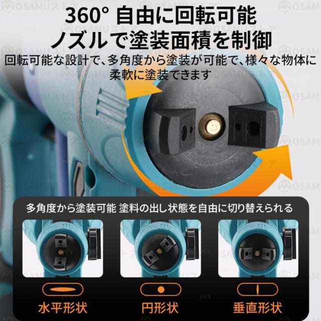 スプレーガン 充電式 塗装 電動スプレーガン コードレス DIY 塗料 マキタ互換 18V 21Vバッテリー併用 充電式噴霧の幅調整可能 噴霧 電動ペインター 工具 家庭用_6