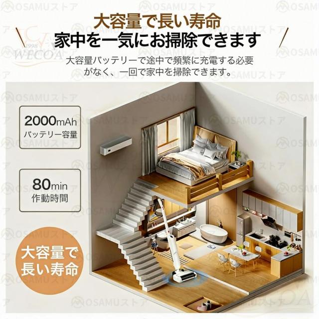 掃除機 サイクロン式 自立式 50000Pa強力吸引 自立式 軽量 静音 小型 スティック型 ハンディ兼用 コンパクト 家庭用 省エネ対応 ペット掃除 一人暮らし 母の日_13
