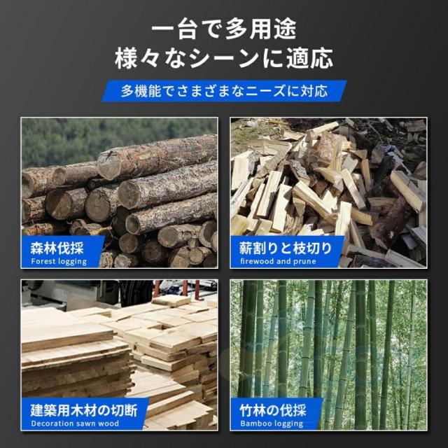 チェーンソー 充電式 ハンディ 12インチ 電動ノコギリ 家庭用 コードレス 安全ロック 軽量 レスチェーン調整 工具不要 自動給油 操作便利 強力 木工切断 枝切り_9