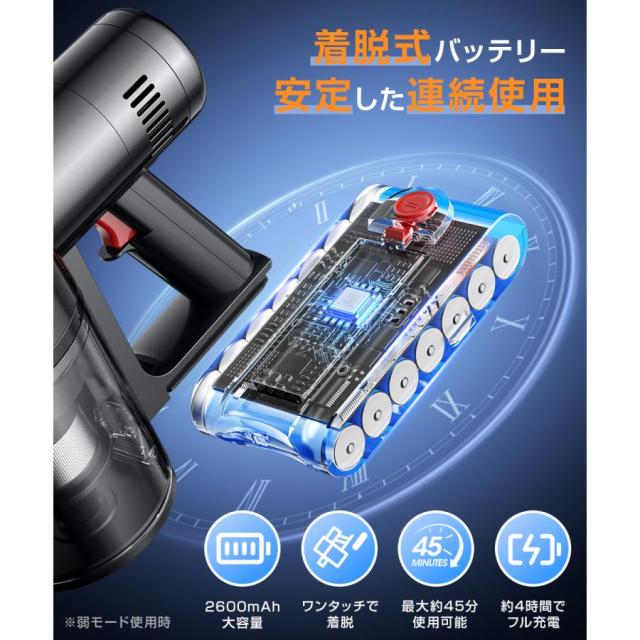 掃除機 コードレス パワフル吸引 コードレス掃除機 LEDライト 液晶 
