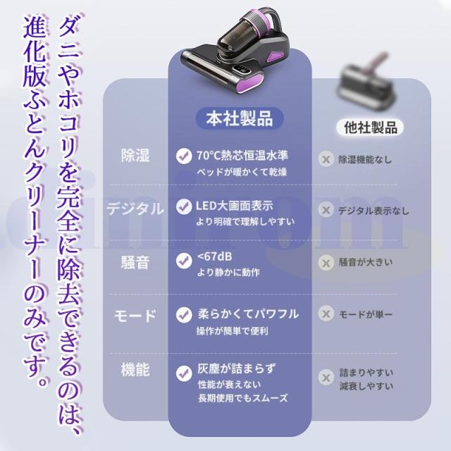ダニ対策 分離式 布団クリーナー 布団掃除機 コードレス 布団掃除機 ダニ除去 埃除去 UVランプ除菌 三段階パワーモード 梅雨対策 ダニ取り掃除機 超軽量_7
