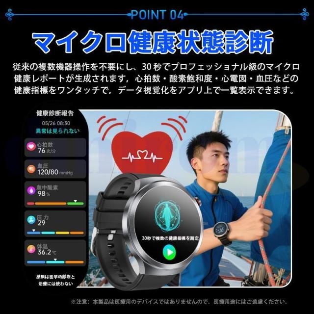 新登場! スマートウォッチケットウ値 健康管理 遠隔カメラ 呼吸訓練 マイクロ検診 bluetooth5.3通話 音楽 歩数計 音楽制御 健康 気分検測 睡眠 爆買_8