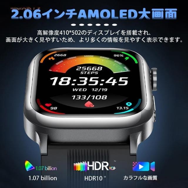 スマートウォッチ ECG心電図 通話可能 高精度血圧 尿酸 心拍数 AI診断 血中酸素 24H健康管理 長持ちバッテリー 高齢者 敬老の日 プレゼント_5