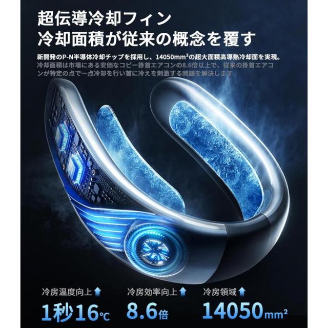 【2026新登場・広域冷却面ネッククーラー】 冷却プレート 首掛け扇風機 ネックファン ペルチェ 首掛けファン熱中症対策 携帯扇風機 プレゼント 4000mAh 軽量_4