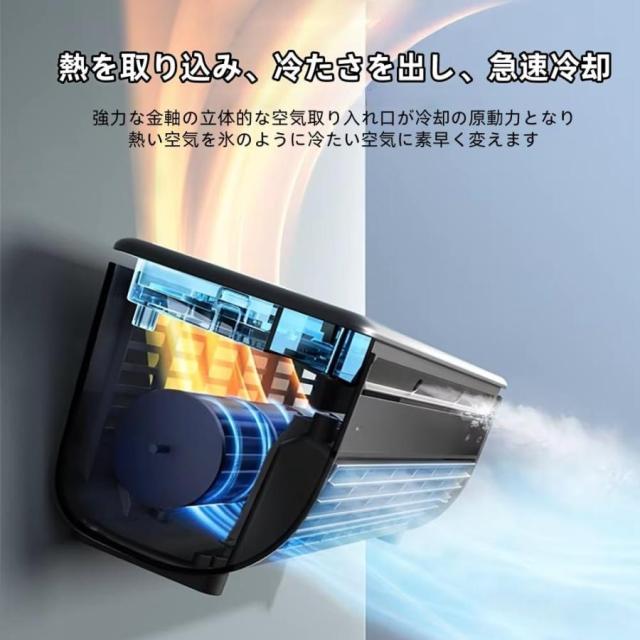 【2026新型】モバイルエアコン 冷風扇 冷風機 クールエアーミスト コンパクト 工事不要 壁掛け式 3段階の風速調整 小型 低騒音 操作簡単 30秒の急速冷却_4
