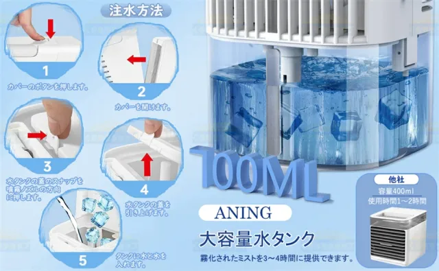 冷風機 冷風扇 小型 卓上冷風機 700ML大収容能力水貯蔵タンク 3座標軸風力調節する 120°自動小銃首商い口 7色LEDともし火 タイマー役立つこと付き添い人 冷風扇風機 USB申し受ける式 送風 冷やかす 加湿 空気の状態汚れのない 氷いれ能力のある 豪然たる 省エネ ミニ 空調設備 車中泊 事務所 寝部屋 住まい 御勤め用水冷式扇風機 寝部屋/住まい用に至適