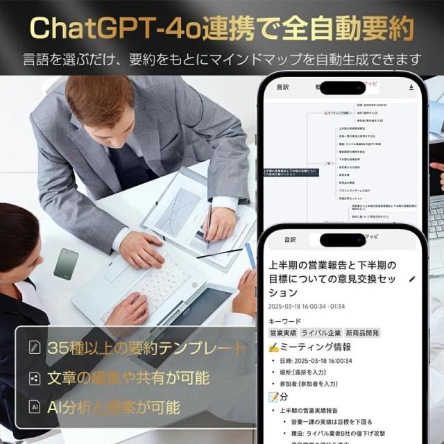 ChatGPT連携 AI ボイスレコーダー 仕事効率化AIツール GPT-4o連携 ICレコーダー 64GB/128GB/256GB 大容量 長時間連続録音 翻訳機 通訳機 小型 軽量_4