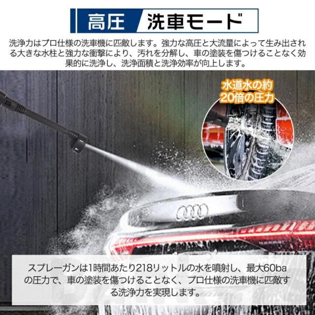 2026新登場 高圧洗浄機 コードレス 折り畳み式 充電式 洗浄機 高圧洗浄 タンク式 水道接続不要 6in1多機能ノズル 軽量 持ち運び便利 簡易シャワー