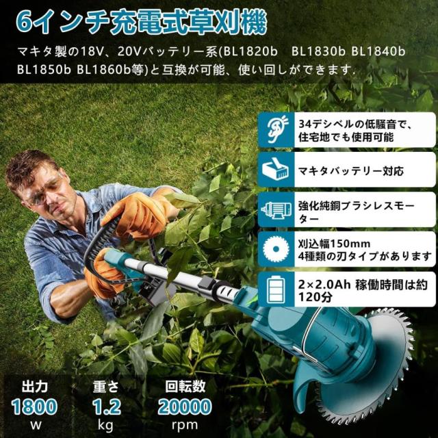 充電式 草刈り機 4N1 芝刈り機 コードレス SHIUPURU電動 草刈機 マキタ 