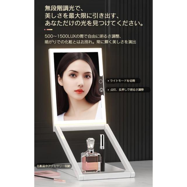 立ち上がる 折りたたみLEDミラー 卓上ミラー 女優 ミラー ライト付き 10倍 拡大鏡 化粧鏡 LEDライト 卓上 メイク用ミラー ハリウッド ライブ配信