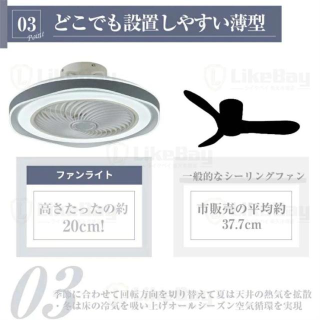 シーリングファンライト DCモーター 首振り led シーリングライト ファン付き おしゃれ 北欧 照明 正逆回転 ファン シーリングファン 6畳 8畳 10畳 リモコン付き_4