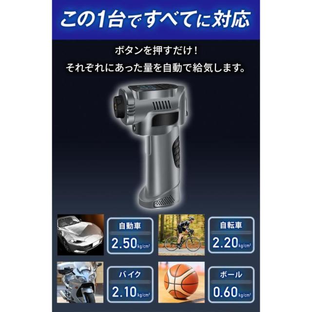 ジャンプスターター × 電動空気入れ の2機能搭載 12V 8000mAhの大容量バッテリー バッテリー上がり バイクバッテリー Bikray