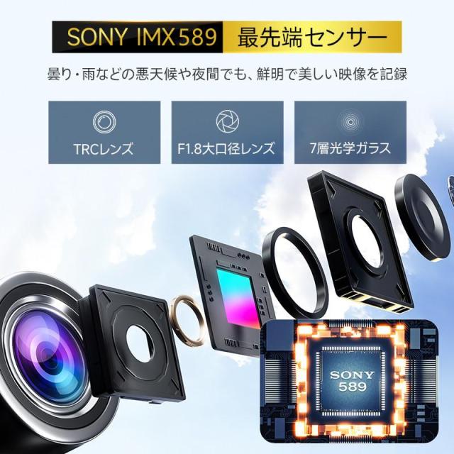 ドライブレコーダー ミラー型 12インチ大画面 前後 2カメラ 4K画質 GPS追跡 800万画素 SONYセンサー WDR タッチパネル式_5