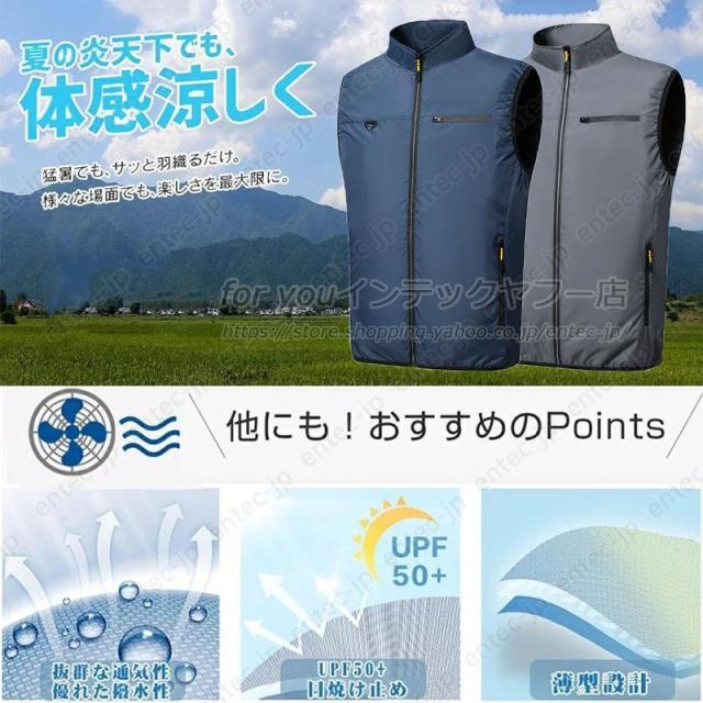 空調作業服 空調ベスト 空調ウェア フルセット 20000mAh大容量バッテリー 冷却ベスト 4段強風 ファン付き作業服 最強 冷却服 男女兼用 熱中症対策 ゴルフ 作業服_3
