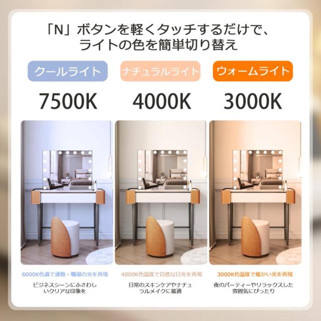 女優ミラー 卓上 おしゃれ 化粧ミラー 鏡 卓上ミラー 女性大人気 LED ミラー 壁掛け 電球ミラー 三段調節可能 プロ用 メイク ドレッサー 誕生日 プレゼント 爆買