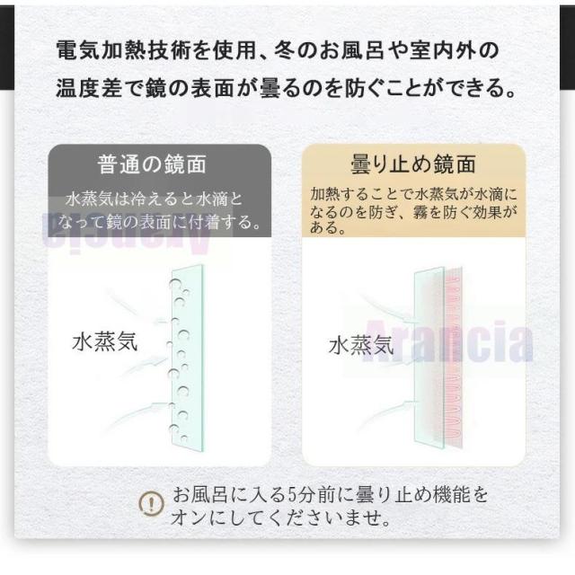 壁掛けミラー ウォールミラー 洗面鏡 浴室鏡 女優ミラー 洗面台 浴室 美容室 LEDライト付き 調光機能 三色調光対応 北欧デザイン 長方形 全身対応 50*70cm