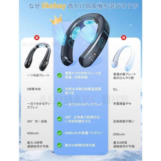 ネッククーラー 首かけ扇風機 ネックファン 首掛け 扇風機 軽量 暑さ対策 熱中症対策 持ち運び便利 熱中症対策 首掛けファン 熱中症対策 暑さ対策 通勤 通学_4