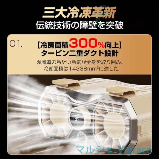 腰掛け扇風機 強力 首掛け 双風口 強力 小型 199段階風量調節 96H時間動作 アウトドア 静音 15000mAh 照明 dcモーター 携帯扇風機 持ち運び 高温対策 室外作業_1