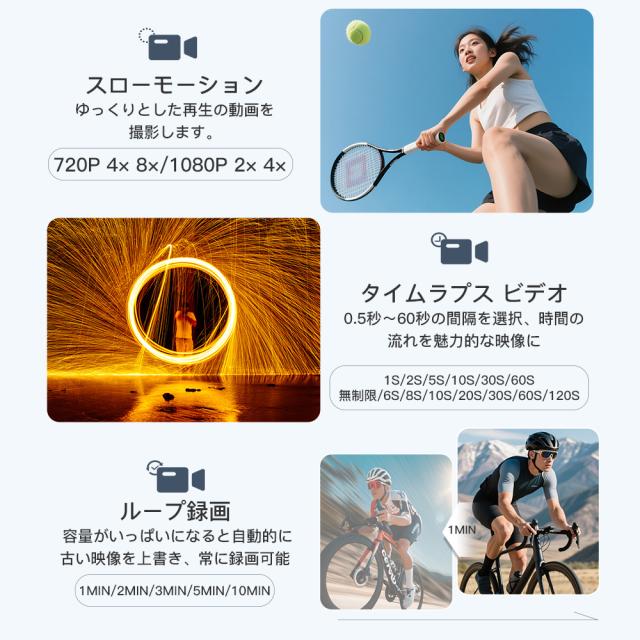 アクションカメラ ウェアラブルカメラ バイク用 WiFi対応 小型 防水 軽量 高画質 スマホ転送 水中カメラ 6軸手ブレ補正 5K動画撮影 ビデオカメラ デジカメ_15