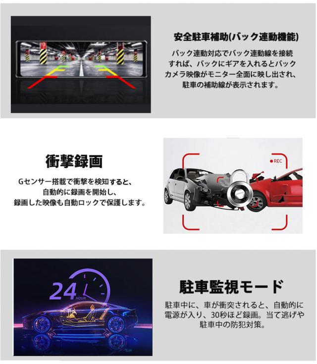 AI ADAS先進運転支援システム ドライブレコーダー バックカメラモニター セット 前後AIカメラ スマホ連動 衝突警告システム 衝突警告 車線逸脱警告機能_12